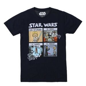Star Wars Blue Short Sleeve T-Shirt Luke Skywalker Graphic Comic Strip -Size M